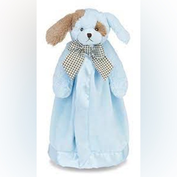 Bearington Baby Collection Waggles Blue Puppy Snuggler Lovey 15″ Tall - Picture 1 of 10